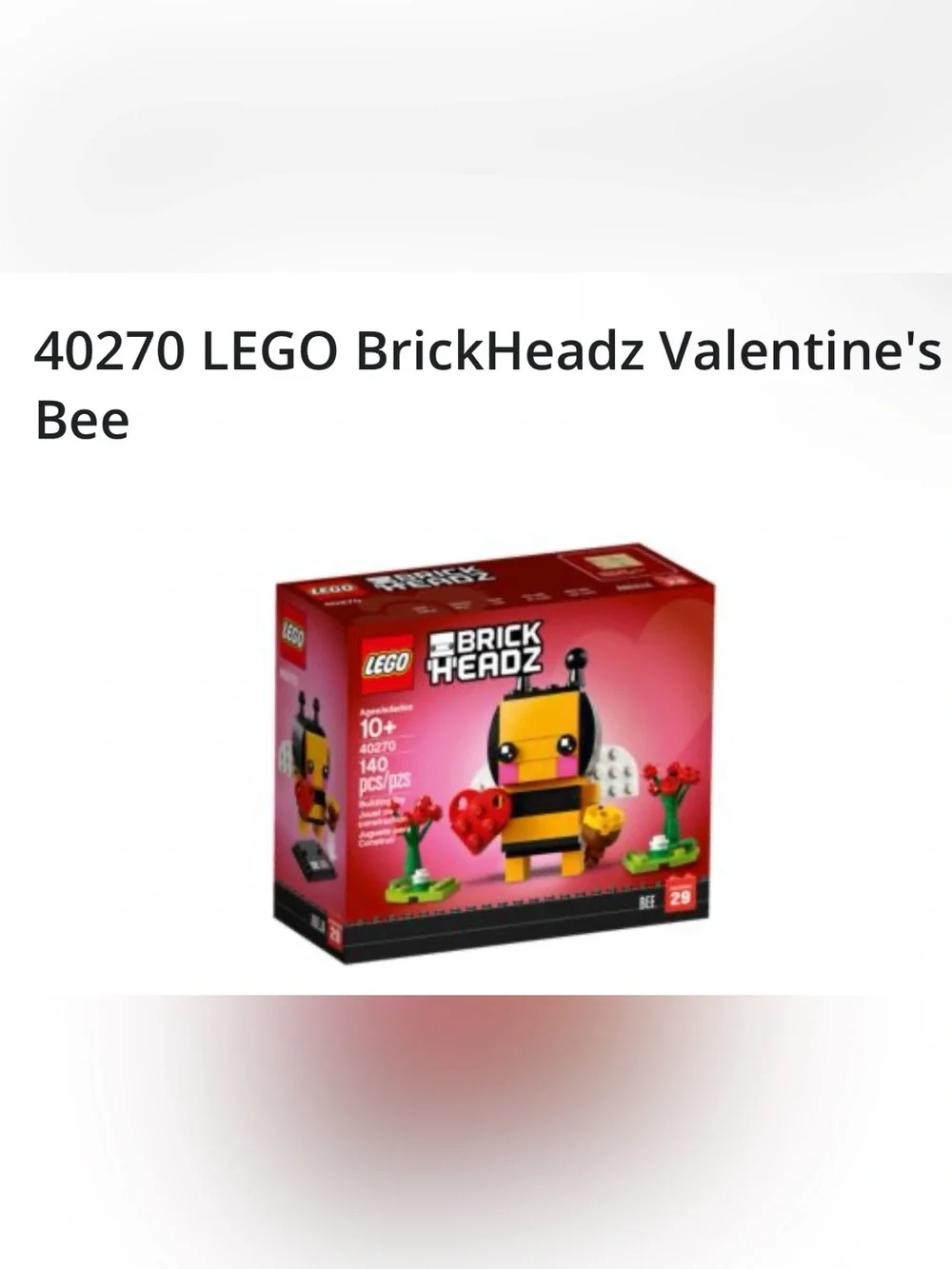 LEGO BrickHeadz set 40270 Valentine’s Bee new in sealed box retired